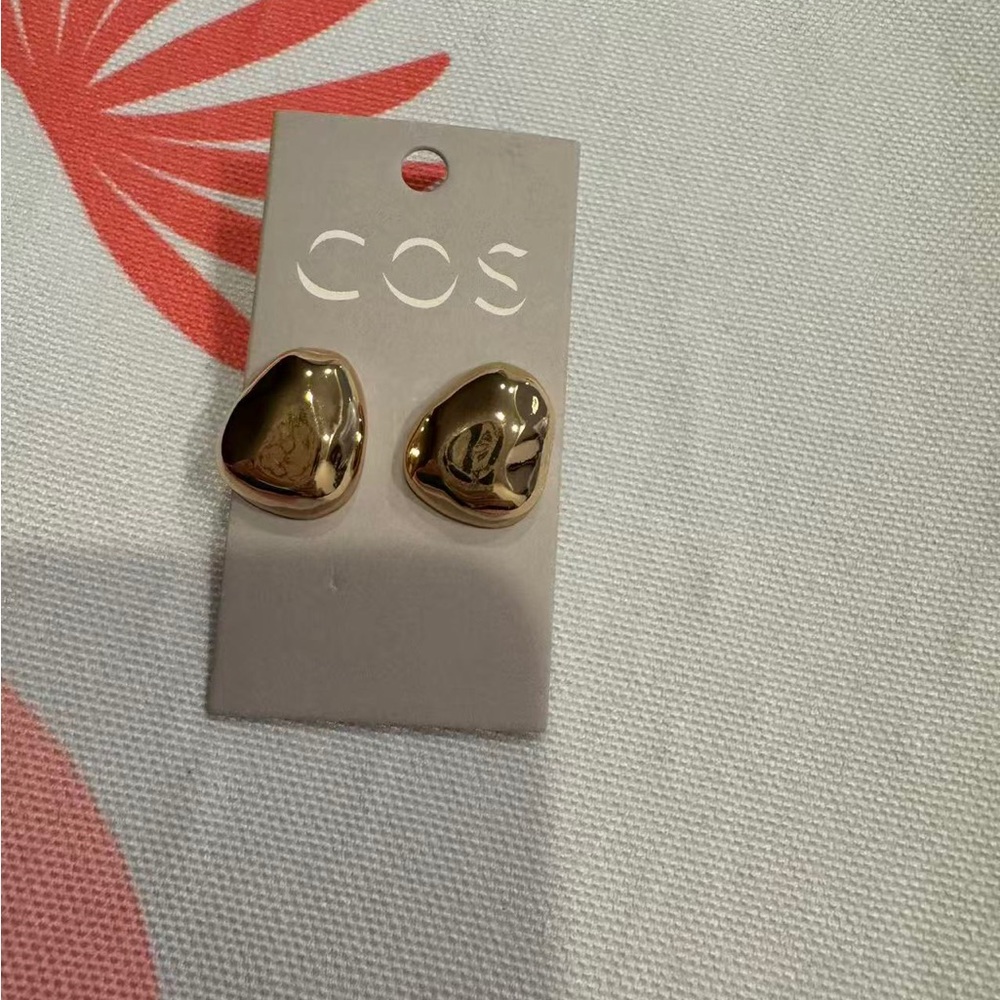 COS Shiny Gold Organic Dome Stud Earrings